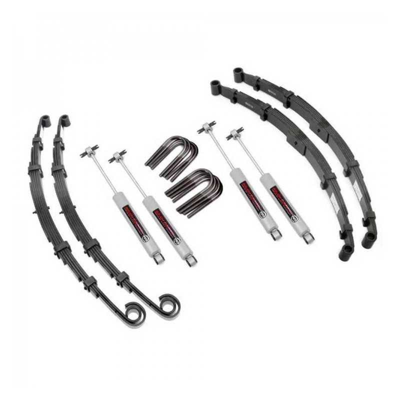 Kit suspension +2.5" amortisseurs Rough Country Jeep CJ 76-86