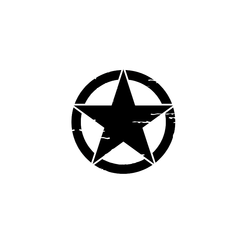 Autocollant étoile US Army 45 cm Noir ou Blanc (Jeep décoration)