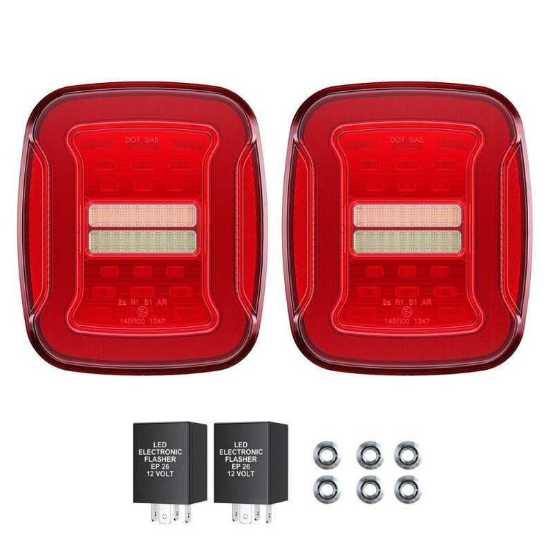 Feux arrière LED rouges sans éclairage de plaque – Jeep Wrangler TJ 97-06 Feux arrière LED rouges sans éclairage de plaque – Jeep Wrangler TJ 97-06