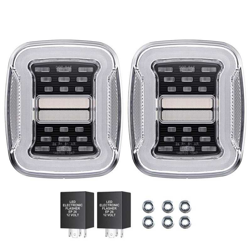 Feux arrière LED blanche sans éclairage de plaque – Jeep Wrangler TJ 97-06 Feux arrière LED blanche sans éclairage de plaque – Jeep Wrangler TJ 97-06